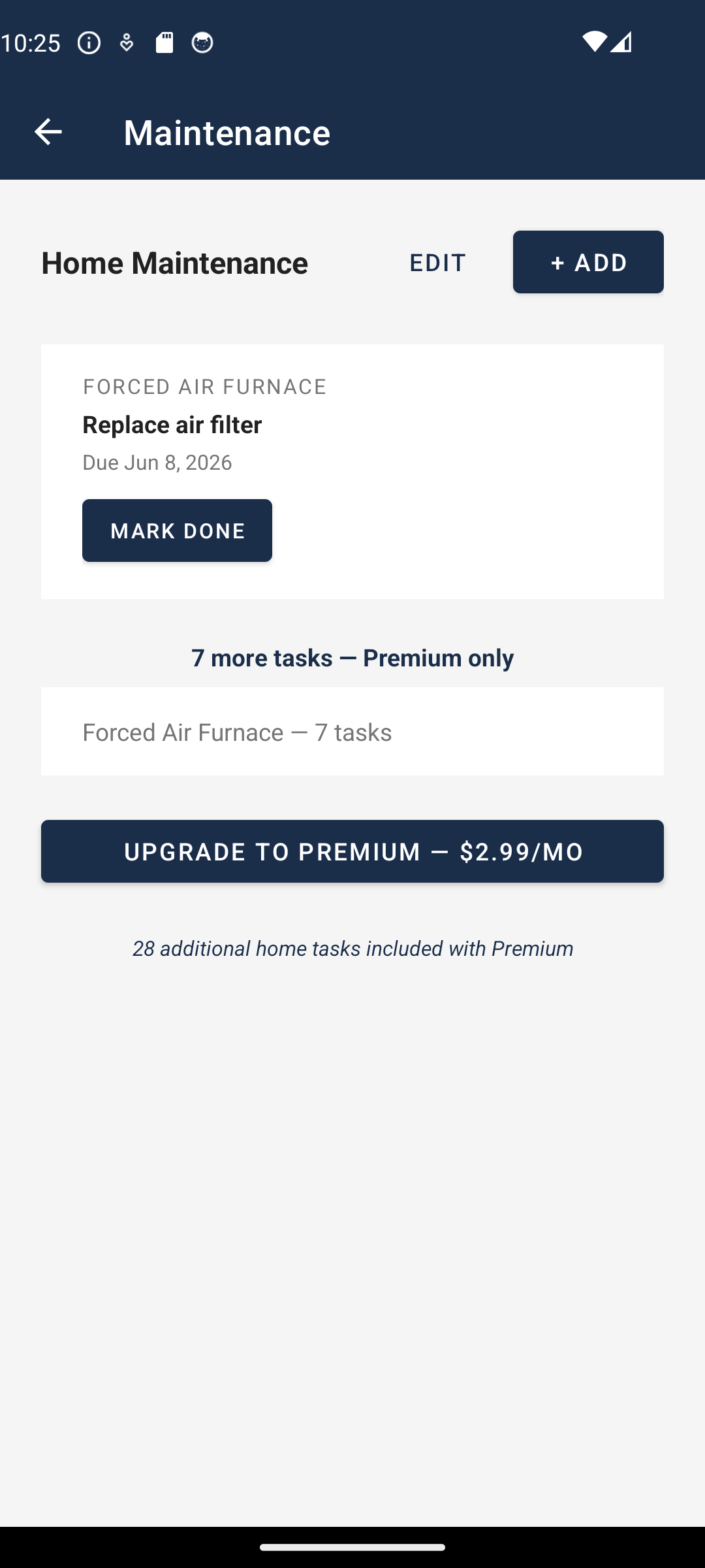 Home maintenance task list